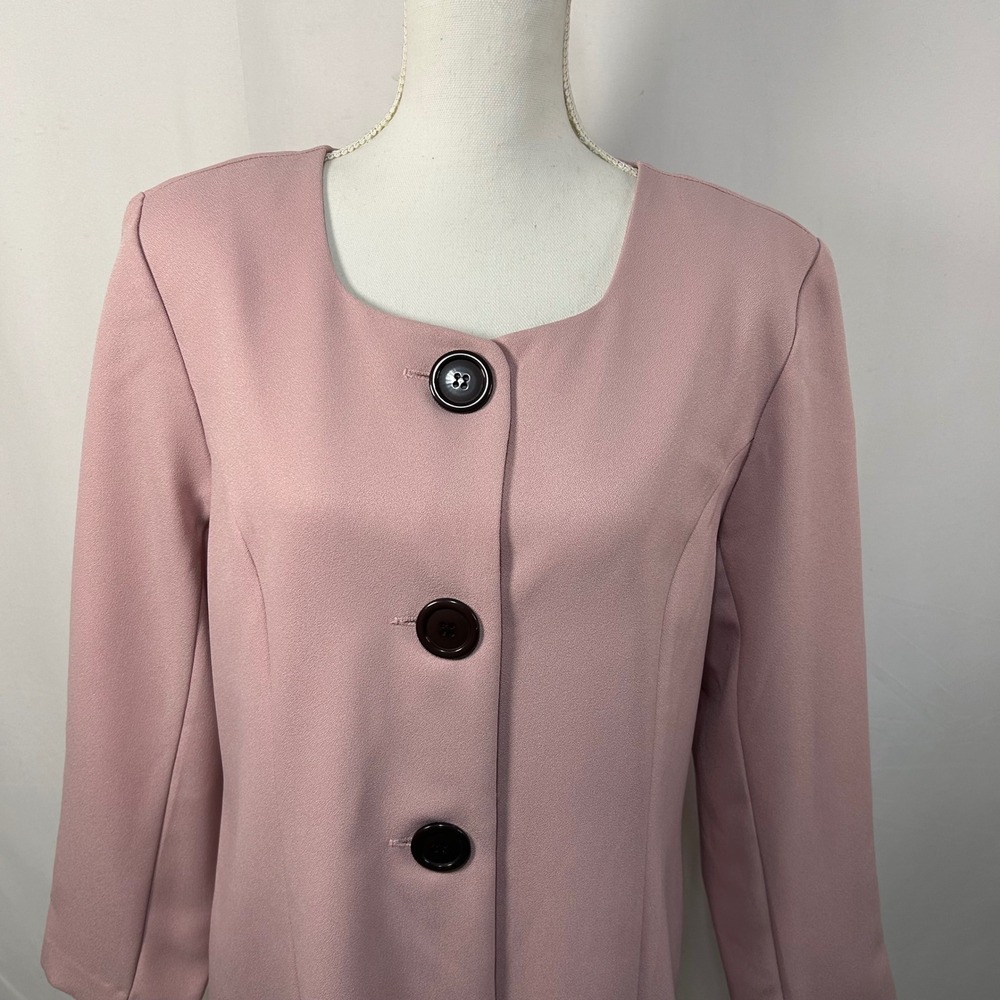 Wear Abouts Women's Pink Coat Jacket 3 Button‎ Front Square Neck Career Casual - Picture 2 of 9